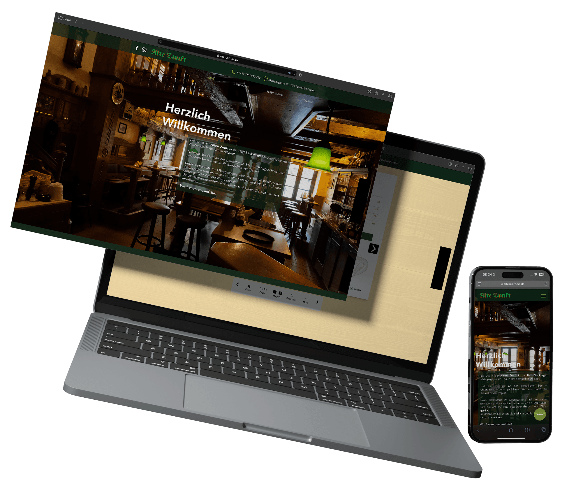 Website-Mockup: Alte Zunft