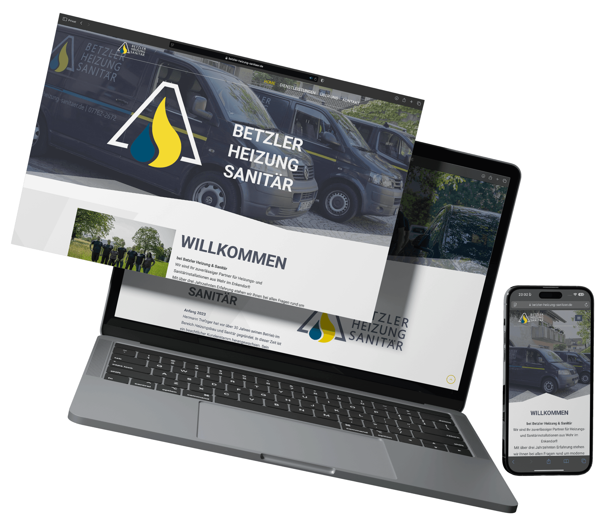 Website-Mockup: Betzler Heizung & Sanitär
