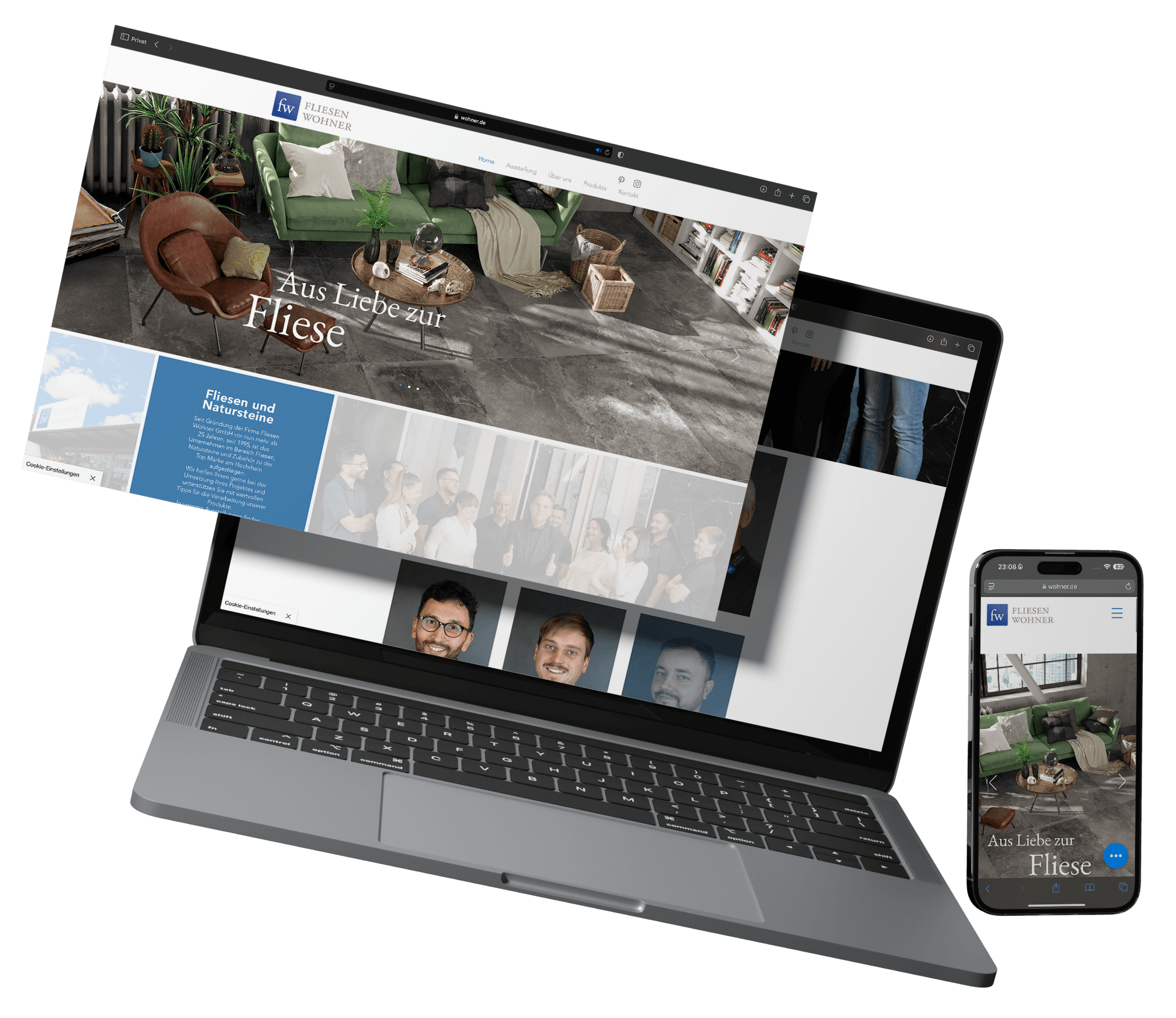 Website-Mockup: Fliesen Wohner
